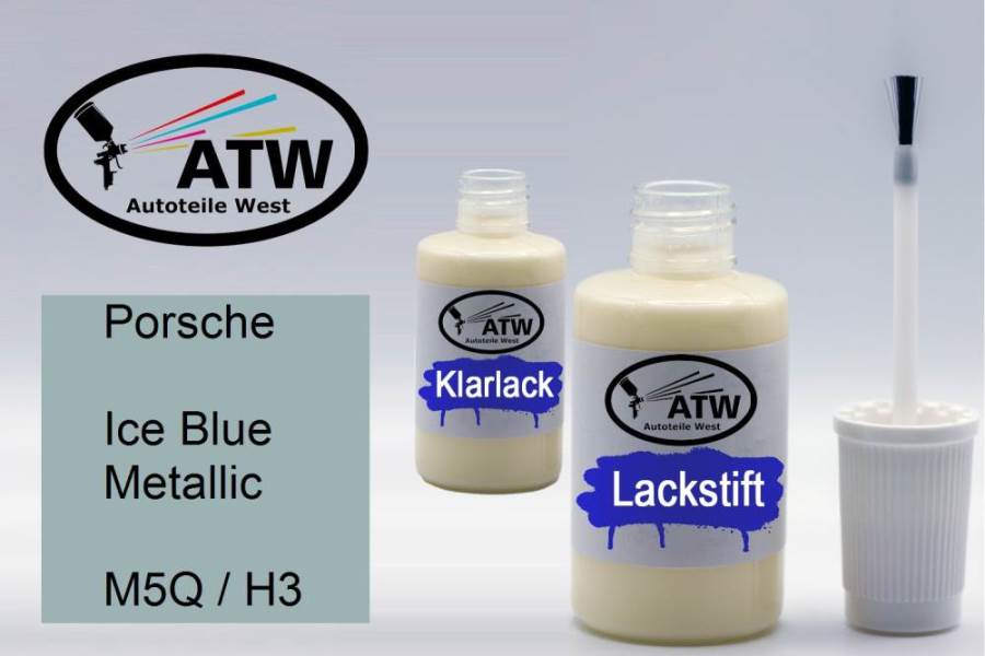 Porsche, Ice Blue Metallic, M5Q / H3: 20ml Lackstift + 20ml Klarlack - Set, von ATW Autoteile West.